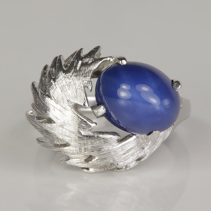 synthetic star sapphire ring white gold