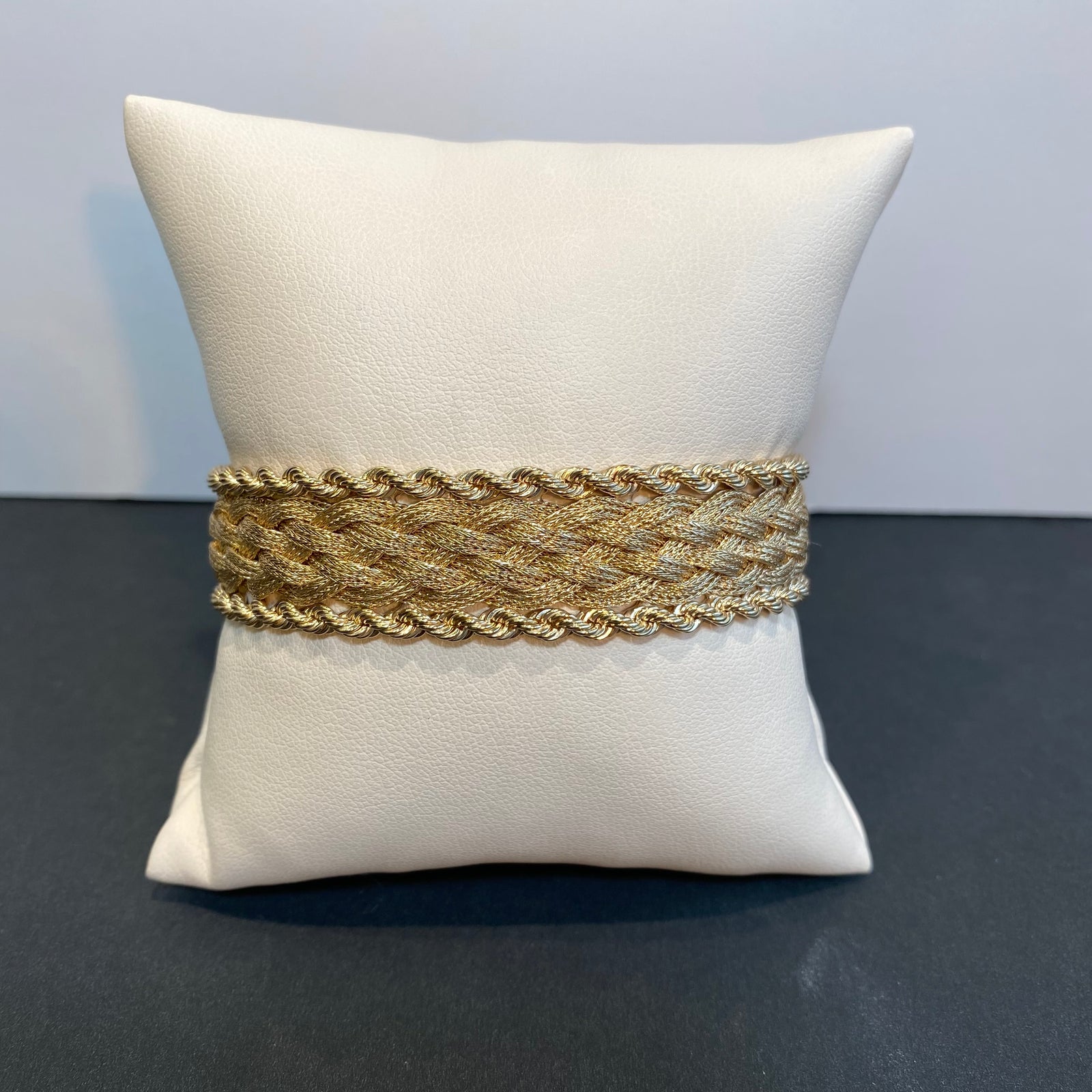 yellow gold woven braid rope bracelet
