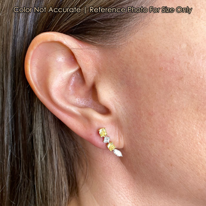 size of gold and diamond earrings on ear