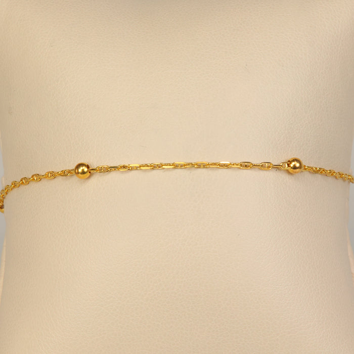 yellow gold bracelet anklet with beads and anchor links