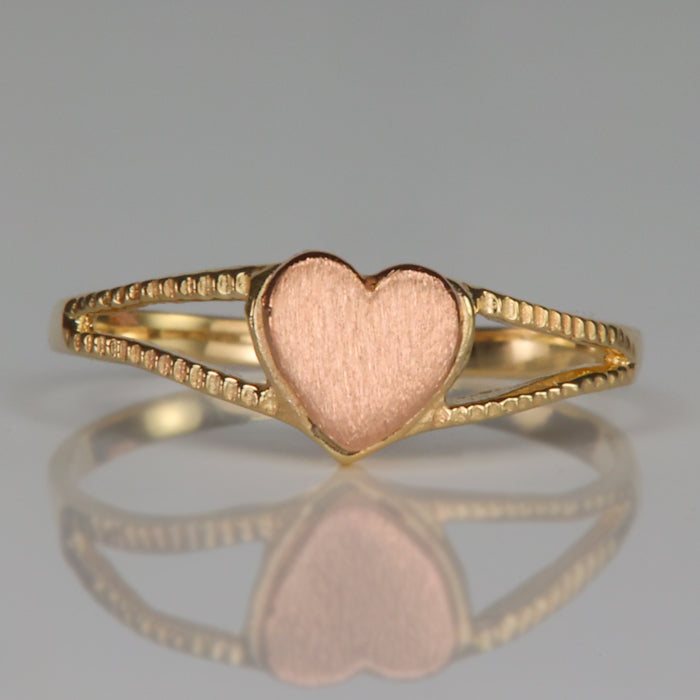estate pinky ring yellow and rose gold