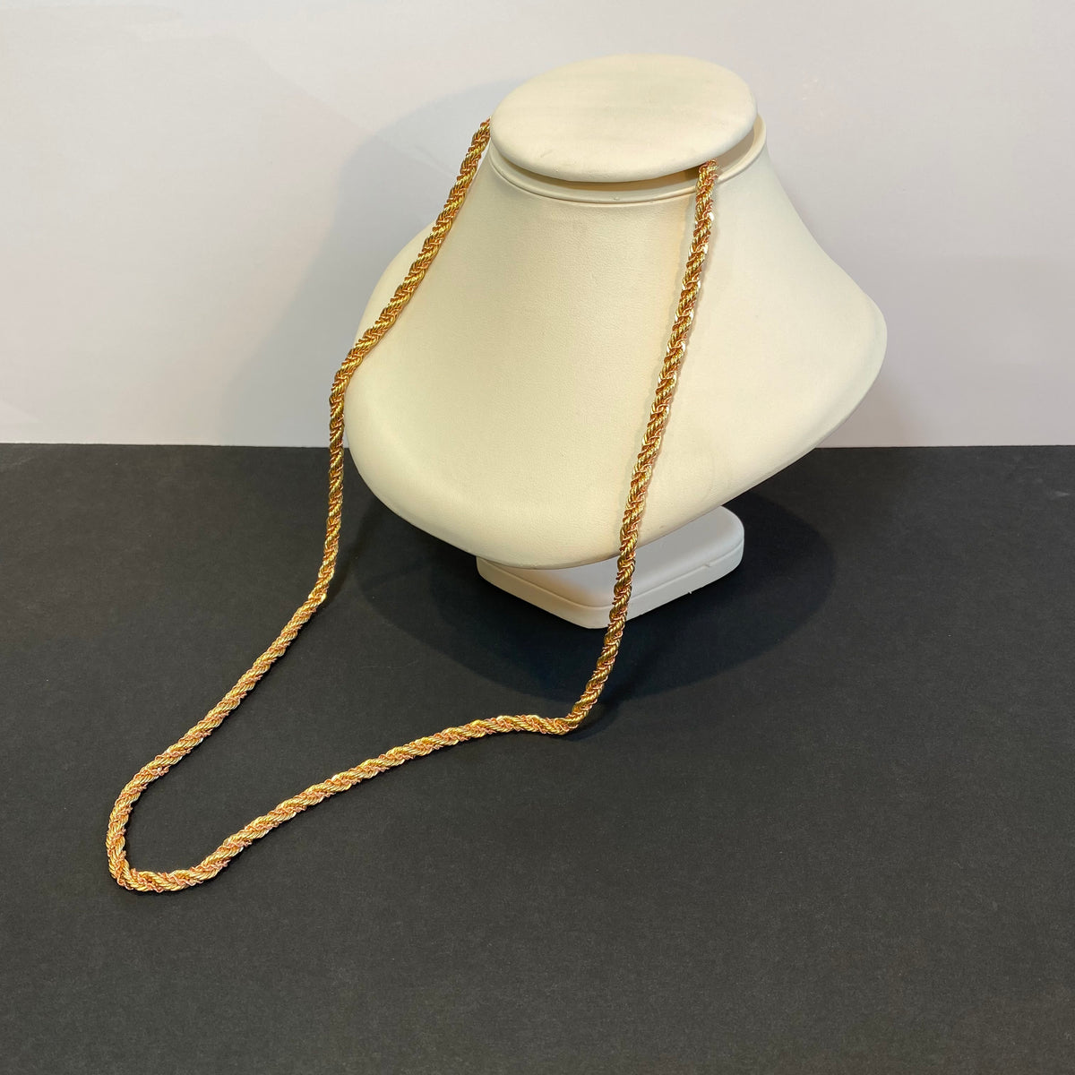 rope necklace rose and yellow gold