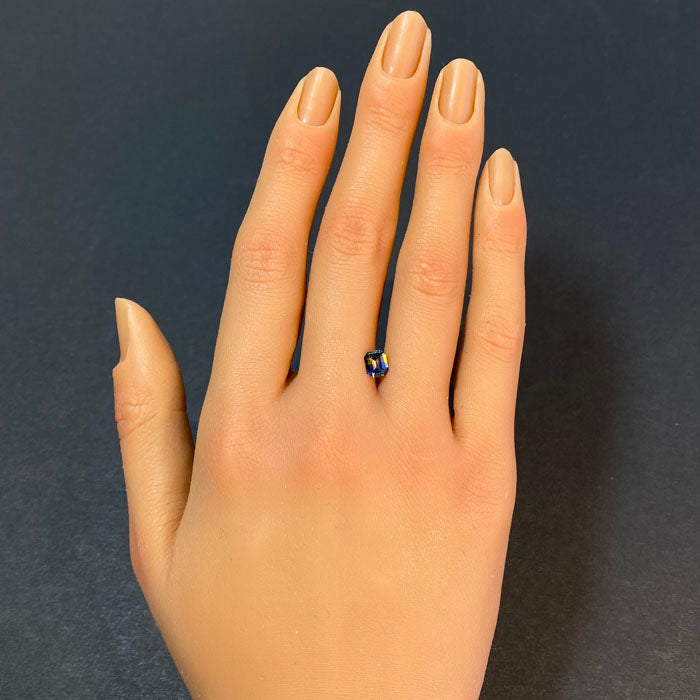 yellow blue sapphire bicolor emerald cut