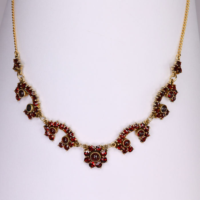 14K Yellow Gold Garnet Necklace 8.10 Carats Total - Moriartys Gem Art
