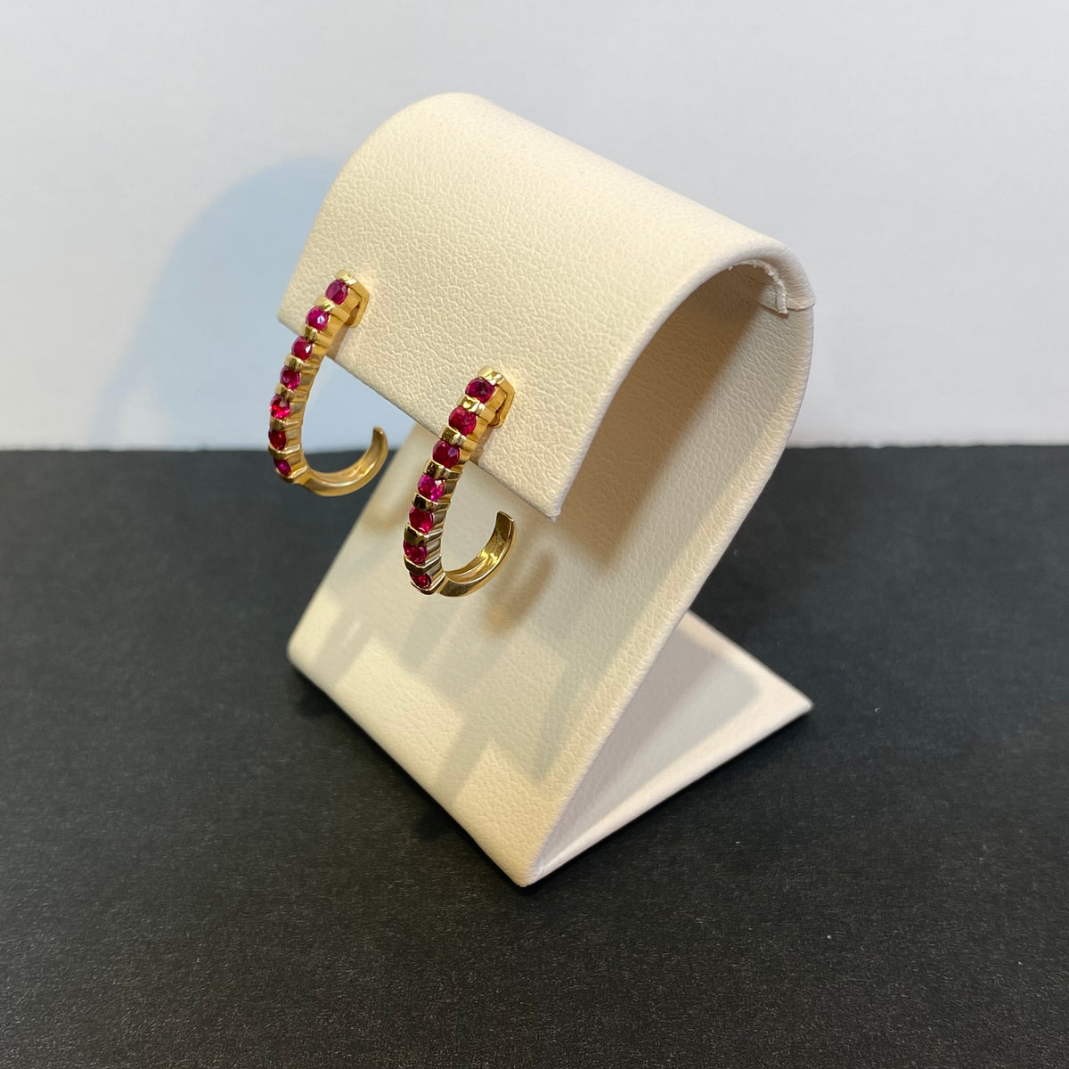 ruby and yellow gold earrings