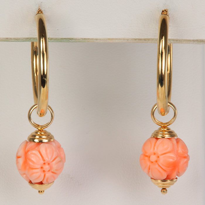 gold coral hoop earring charms