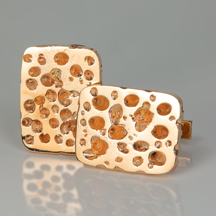 yellow gold nugget look cuff link pair