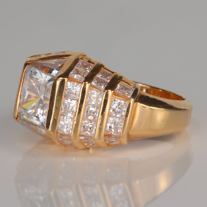 cz and yellow gold estate vintage ring