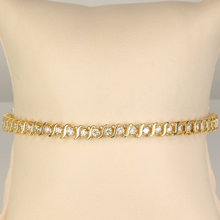 estate yellow gold bracelet with champagne diamonds