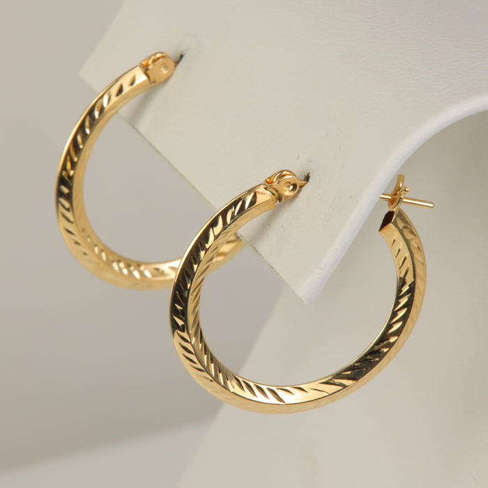 diamond cut gold hoop earrings
