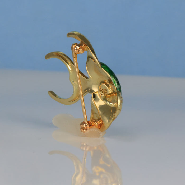tropical fish pin yellow gold diamond