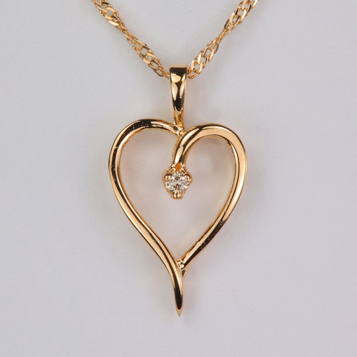 estate necklace yellow gold heart with diamond