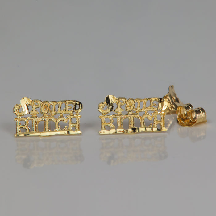 estate earrings in yellow gold "spoiled bitch"