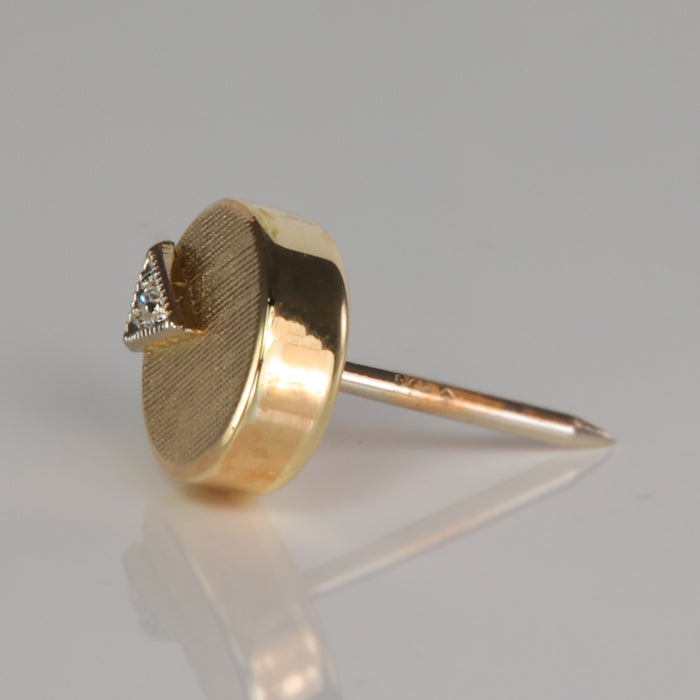 estate tie tack in yellow gold with diamonds