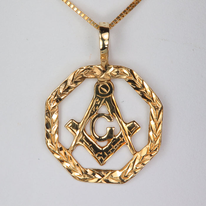 estate yellow gold freemason logo pendant