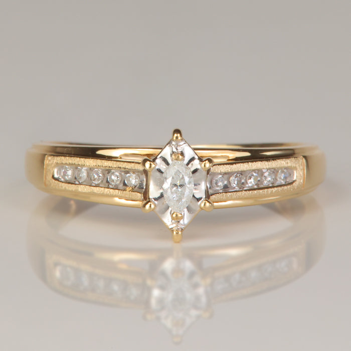 estate diamond accented ring in yellow gold
