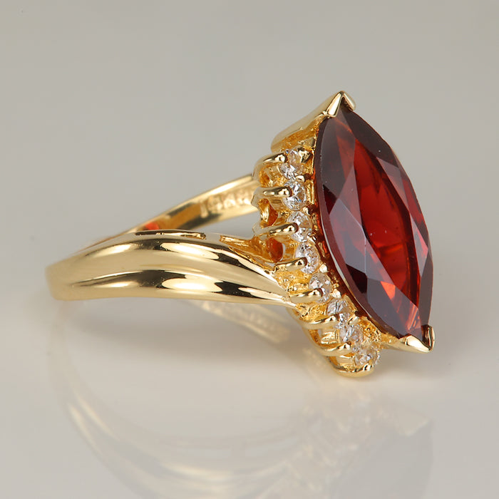 marquise garnet and diamond ring