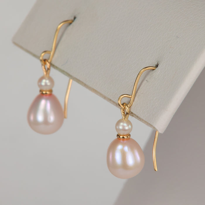 pearl drop earrings in yellow gold