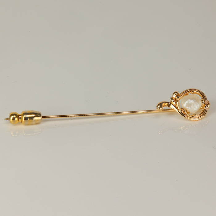 yellow gold pearl stick pin