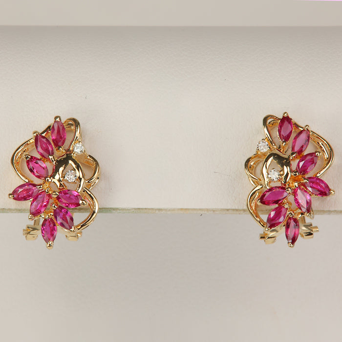 yellow gold marquise brilliant and diamond earrings