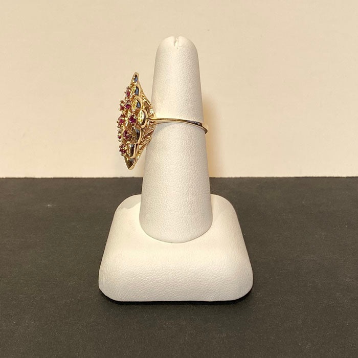 10k yellow gold ruby cocktail ring