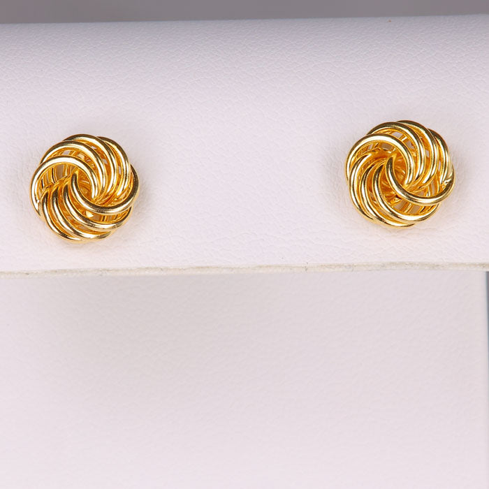 knot earrings in yellow gold