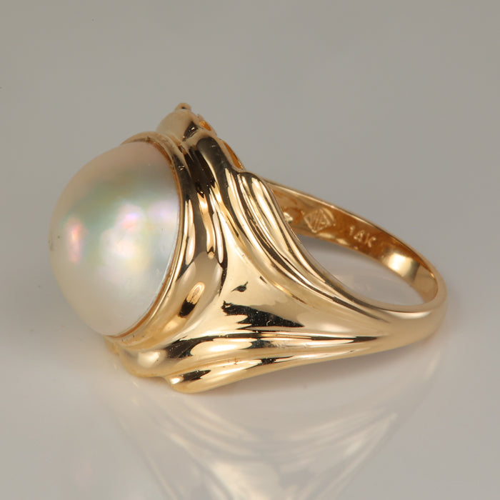 gold pearl statement ring