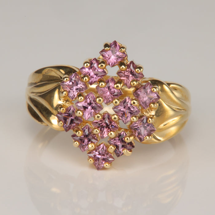 yellow gold princess cut synthetic spinel gem ring