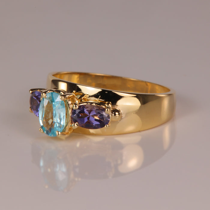 estate gemstone ring with topaz and tanzanite 