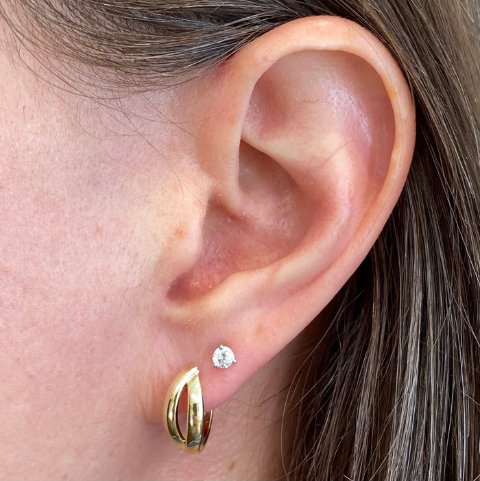 hoop earrings two strand yellow gold