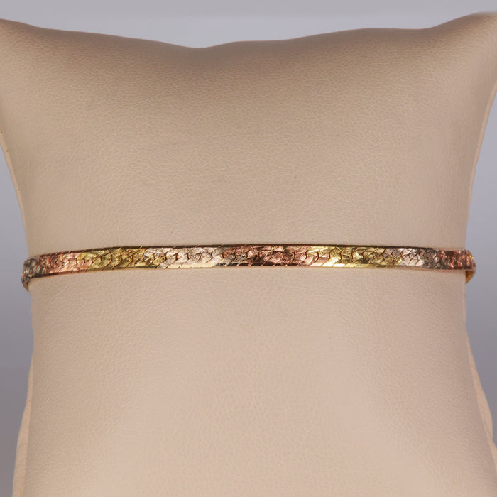 estate bracelet yellow gold rose gold white gold diamond cut herringbone 