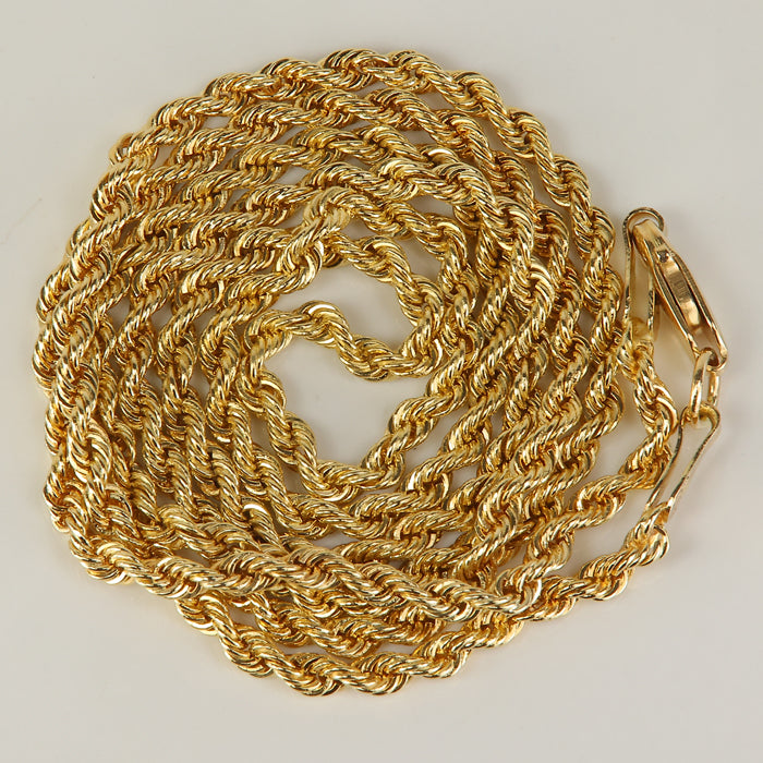 yellow gold rope link estate chain