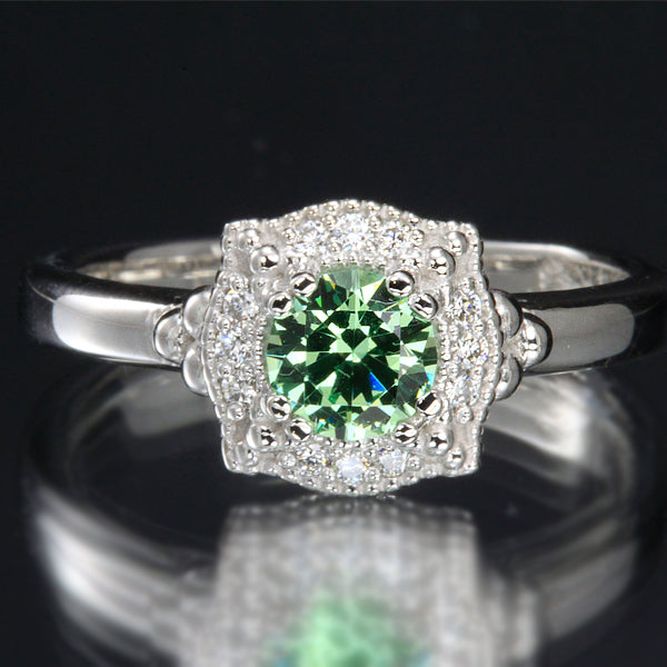 Mint Garnet Millgrain Ring