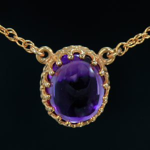 Cabochon Amethyst Pendant in Rose Gold