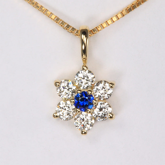 Blue Sapphire and Diamond Pendant