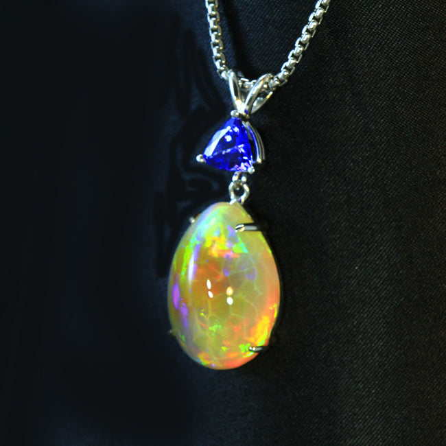 Tanzanite and opal pendant