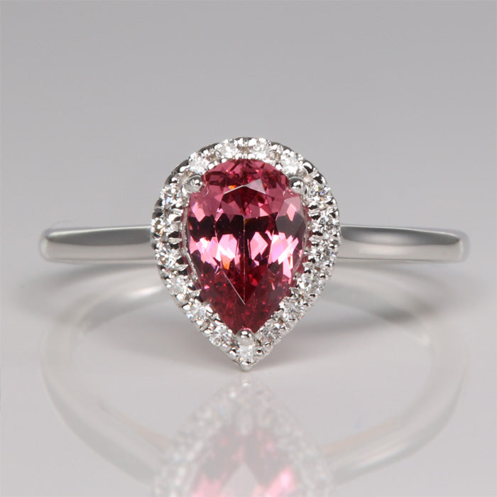  Pear Shape Mahenge Malaia Garnet with Diamond Halo
