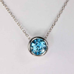  Bezel Blue Zircon Necklace