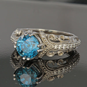 Vintage Look Blue Zircon Ring