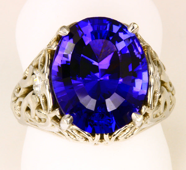 Christopher Michael Design Art Nouveau Large Oval Tanzanite Ring