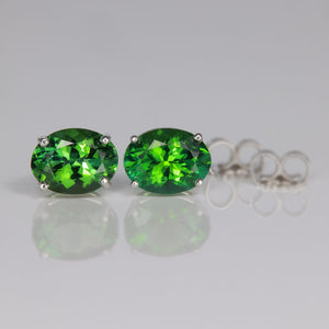 Oval Green Tourmaline Stud Earrings