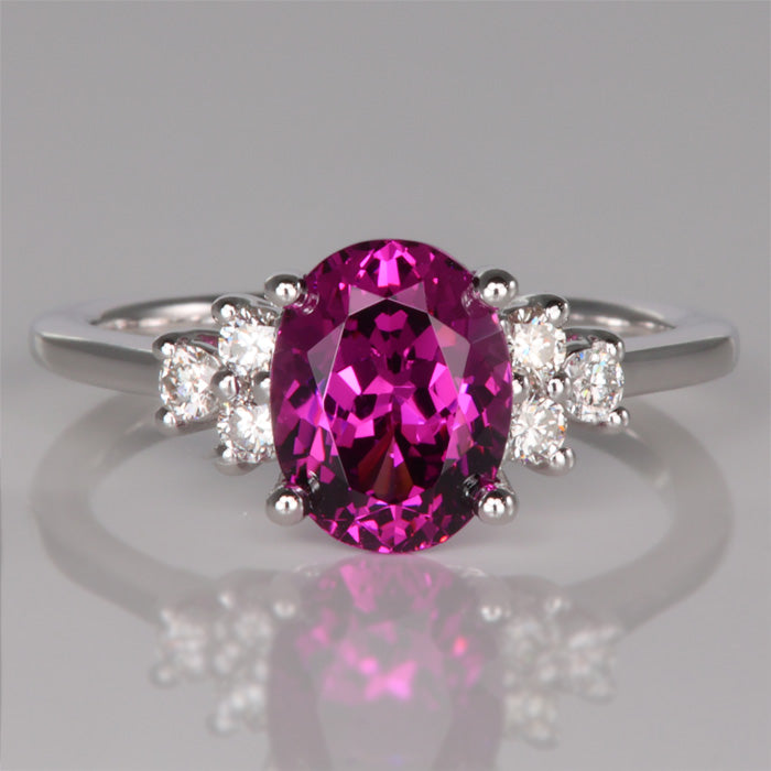  Umbalite Garnet RIng with Side Diamonds 