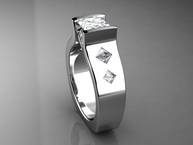 Channel Set Princess Diamond Engagement Ring With Princess Accents