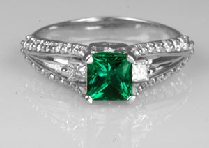 Custom Princess Engagement Ring For Princess Cut Diamond