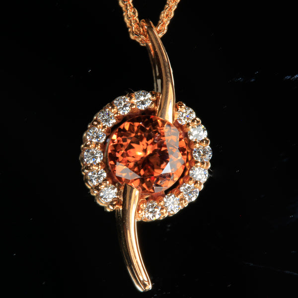 14K Rose Gold Peach Zircon Pendant 3.77