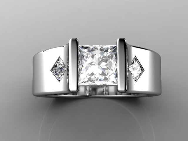Channel Set Princess Diamond Engagement Ring