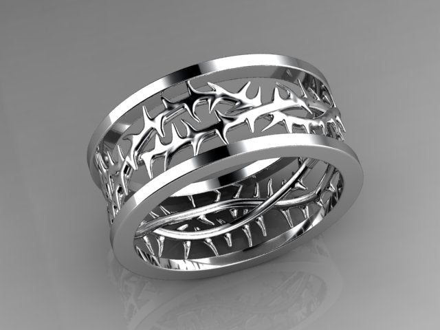 Men&#39;s Crown of Thorns Wedding Band by Designer Christopher Michael
