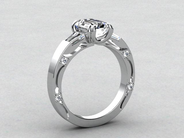 Diamond Engagement Ring For Emerald Cut Diamond
