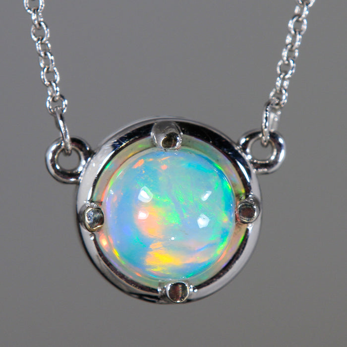 White gold opal pendant