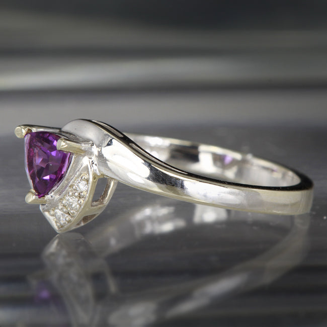 Petite Trilliant Amethyst and Diamond Ring